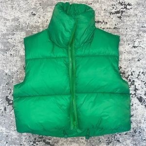 NWOT Green Zip Up Puffer Vest
